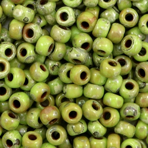 Miyuki seed beads 6/0 Opaque Picasso Chartreuse Green 6-4515