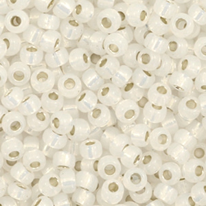 Miyuki seed beads 8/0 Gilt Lined Opal White 8-551