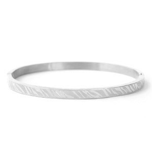 Stainless steel bracelets zebra print Silver