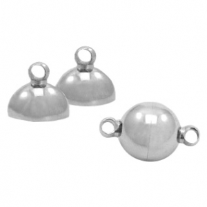 Stainless Steel findings magnetic clasp ball 8mm Antique Silver