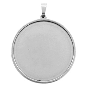 Stainless Steel findings setting for 35mm cabochon Antique Silver
