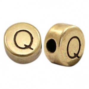DQ European metal letter beads Q Antique Bronze (nickel free)