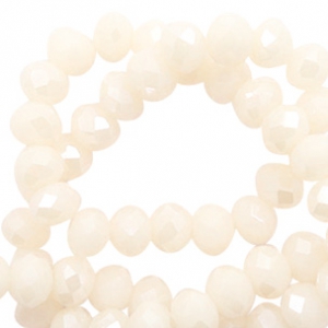 Top faceted beads 4x3mm disc Cream Blush-Pearl Shine Coating