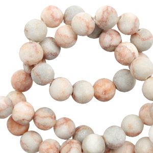 Natural stone beads Calcite and Marble 8mm matt Multicolour Rose-Grey