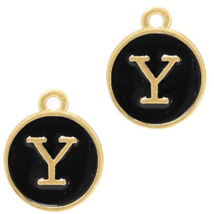 Metal charms letter Y Gold(a little bit more Rose)-Black
