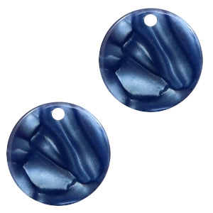 Resin pendants round 12mm Dark Blue