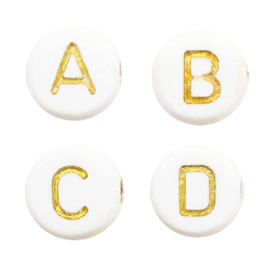 Acrylic letter beads mix Off White-Gold