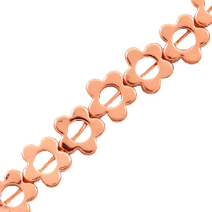 Hematite beads flower Rose Gold