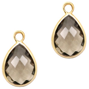 Crystal glass charms drop 11x7mm Greige-Gold