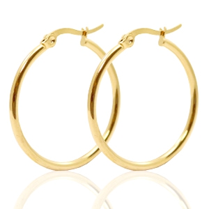 Stainless Steel earrings creole 30mm Gold