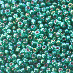 Miyuki seed beads 11/0 Silverlined AB Emerald Green 11-1017