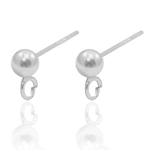 925 Silver findings earpins with loop Silver