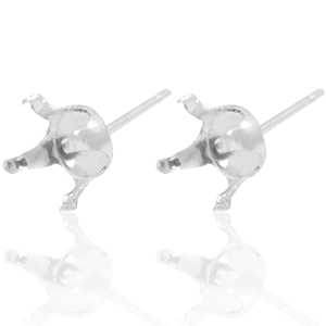925 Silver findings earpins with setting for Swarovski SS29 (6mm) Silver