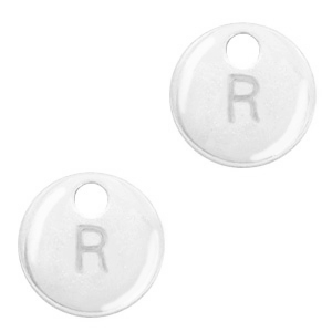 Metal charms initial R Antique Silver (nickel free)
