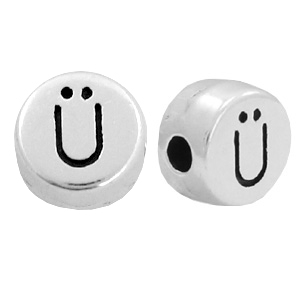 DQ European metal letter beads &Uuml; Antique Silver (nickel free)
