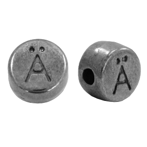 DQ European metal letter beads &Auml; Gunmetal (nickel free)