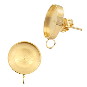 Polaris Steel earrings (with vertical loop) setting for cabochon 7mm/Swarovski SS34 Gold