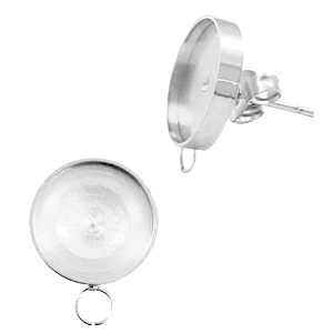 Polaris Steel earrings (with horizontal loop) setting for cabochon 7mm/Swarovski SS34 Silver