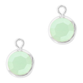 DQ Crystal glass charms round 6mm Silver-Powder Opal Green