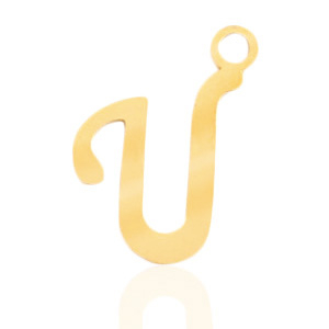 Stainless steel charms initial U Gold