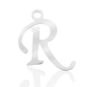 Stainless steel charms initial R Silver