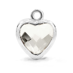 Crystal glass charms heart Crystal-Silver