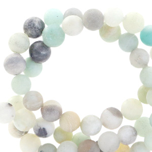 Natural stone beads Chalcedony (Quartz) 8mm matt Multicolour blue-grey