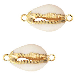 Shell beads connectors specials Cowrie Cream Beige-Gold