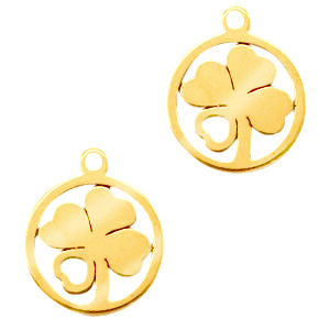 Stainless steel charms clover Gold