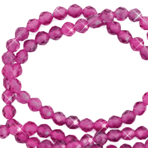 Natural stone faceted beads 3mm Magenta Pink
