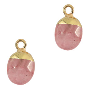 Natural stone charms Quartz Fruit Dove Pink-Gold