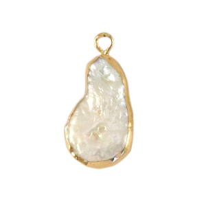 Freshwater pearls charm asymmetric drop Gold-Natural White