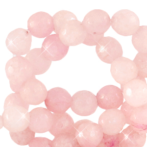 Natural stone beads Quartz faceted 8mm Blossom Pink-Opal AB Coating
