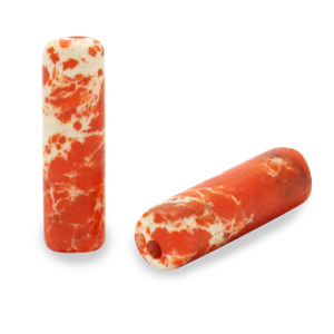 Natural stone beads tubes Coral Orange