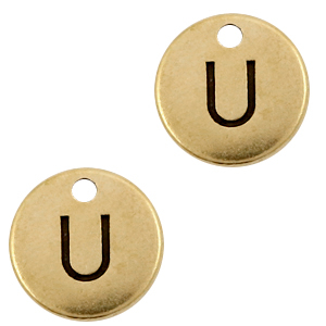 DQ European metal charms initial U Antique Bronze (nickel free)