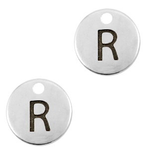 DQ European metal charms initial R Antique Silver (nickel free)
