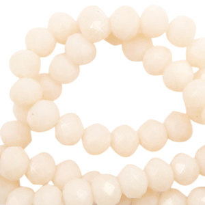 Top faceted beads 4x3mm disc Vanilla Delight Beige-Pearl Shine Coating