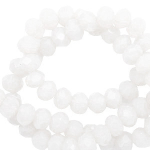 Top faceted beads 6x4mm disc Brilliant White-Pearl Shine Coating