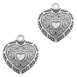 DQ European metal charms heart Antique Silver (nickel free)