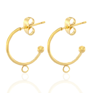 Stainless steel earrings creole with loop 15mm Gold