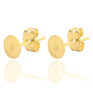 Stainless steel earrings for 7mm cabochon and SS34 flatback Gold