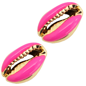 Shell beads specials Cowrie Half Hot Pink-Gold