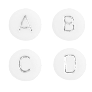 Acrylic letter beads mix White-Silver