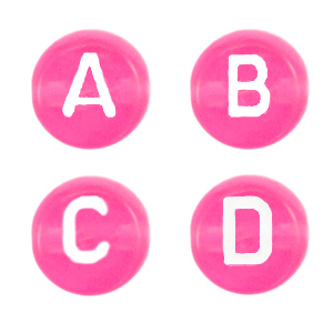 Acrylic letter beads mix Neon Azalea Pink Transparent