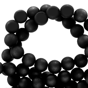 Super Polaris beads round 8 mm matt Jet Black