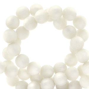 Super Polaris beads round 6 mm matt Brilliant White