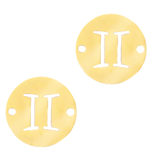 Stainless steel charms / connector zodiac sign Gemini Gold