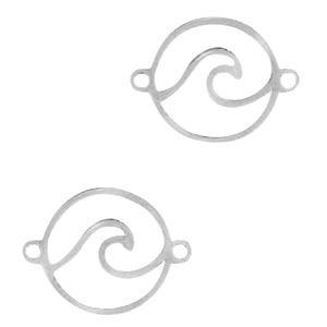 Stainless steel charms  connector wave Silver