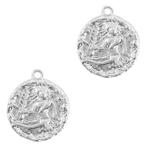 Brass TQ metal charms zodiac sign virgo Silver