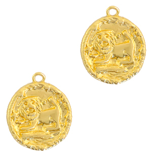 Brass TQ metal charms zodiac sign leo Gold
